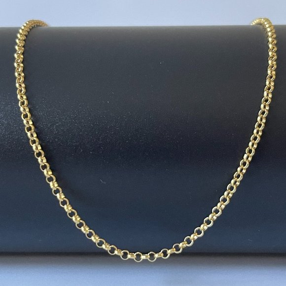 Solid 14K Gold Rolo Link Chain Necklace 18 inch, 2.5 mm,4.54 gram - Picture 16 of 17